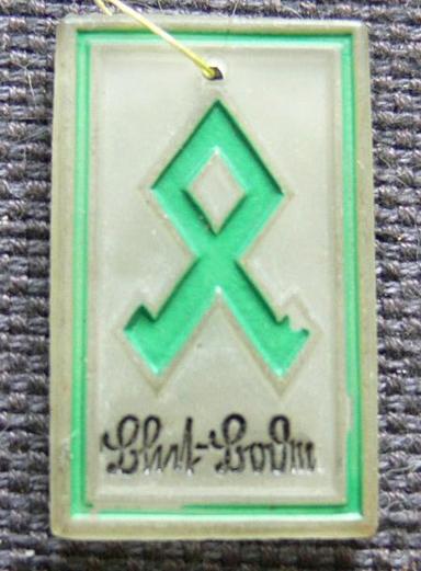 Plastic Lozenge pendant with runic symbol