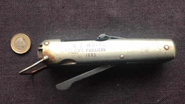Victorian Multi tool, named to owner and Regiment