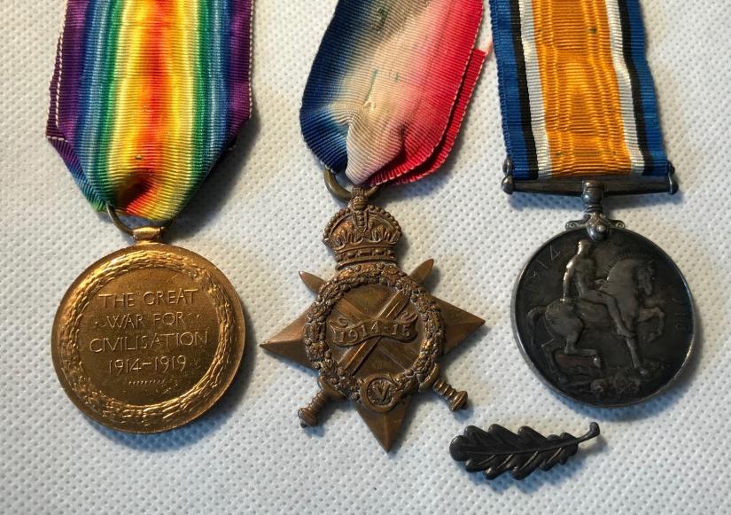 WW1 trio with mentioned in dispatches oak leaf