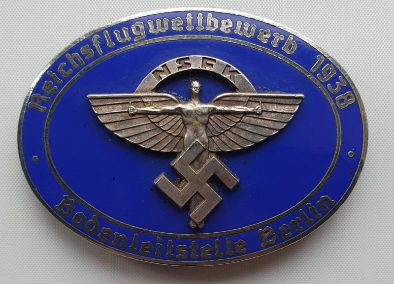 NSFK Flying Competition blue enamel badge.