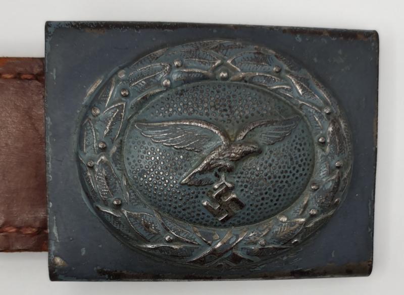 Luftwaffe belt buckle with leather tab by Dransfeld & Co.
