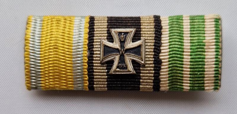 3 place Iron Cross Imperial and Freikorps ribbon bar.