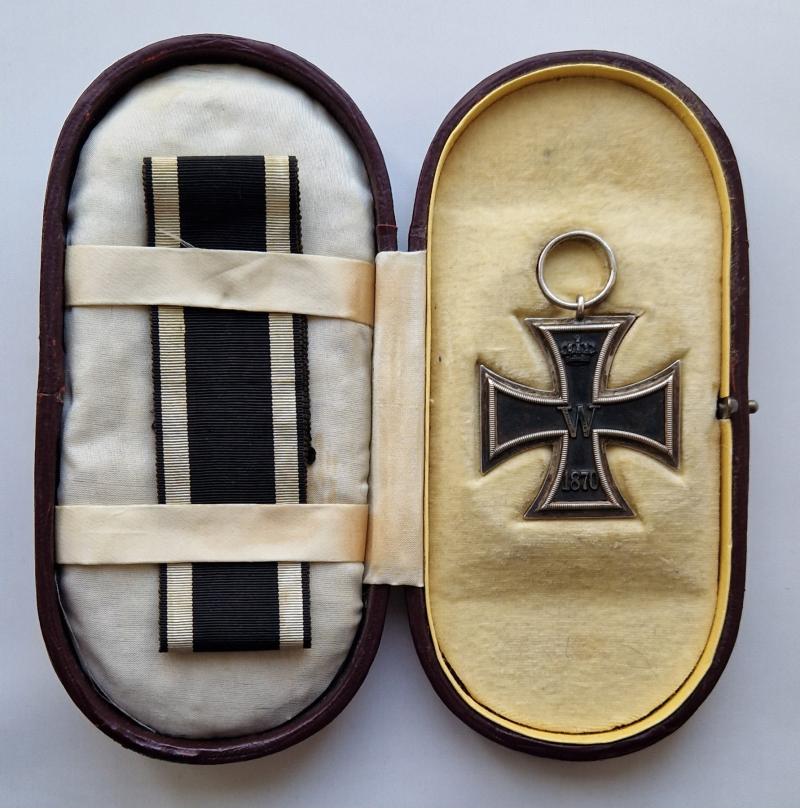 1870 Iron Cross Second Class with rare case and long ribbon.