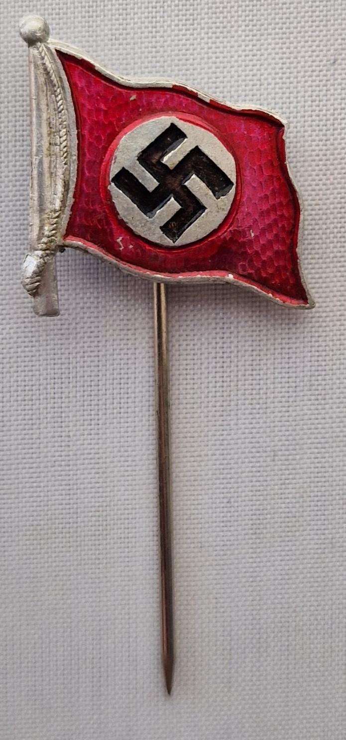 Early NSDAP Flag Sympathiser stickpin by Carl Wild.
