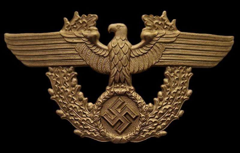 Very Rare III Reich Water Police Shako eagle helmet plate by Berg & Nölte.