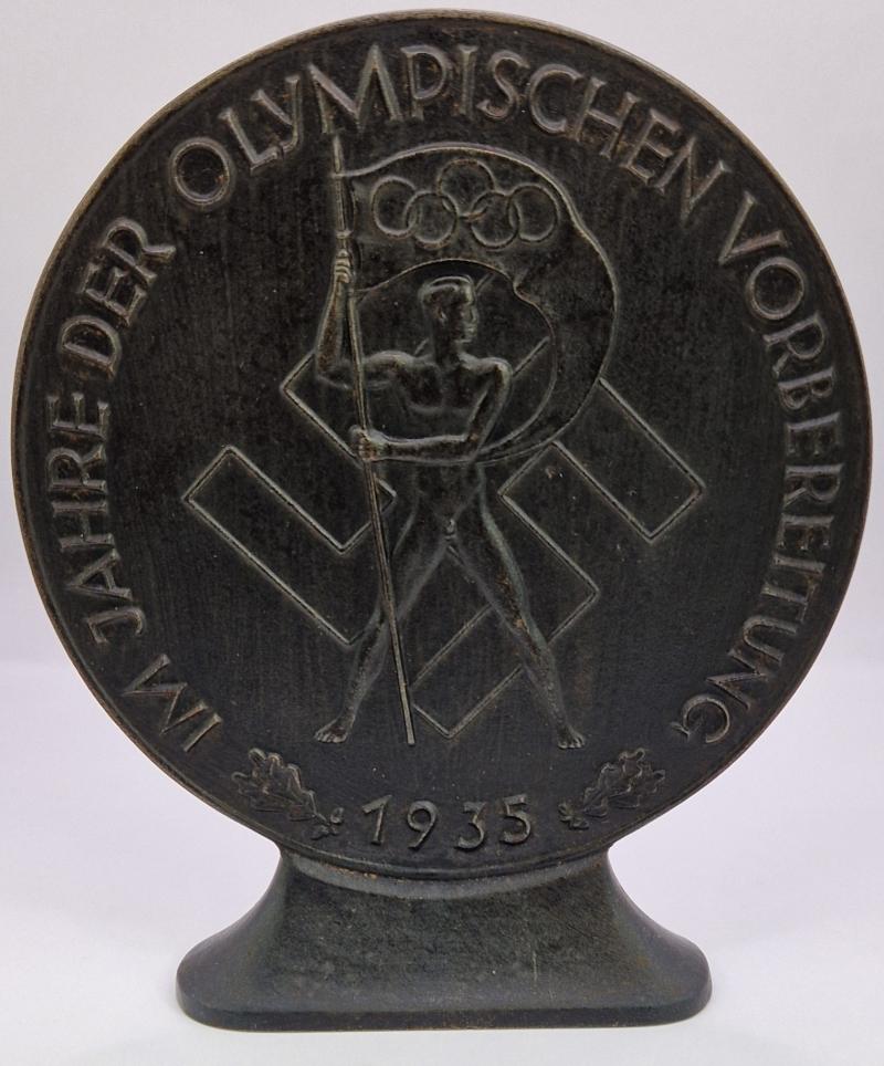 1935 dated Olympics iron award plaque.