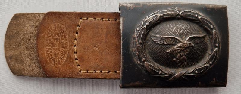 Luftwaffe belt buckle with leather tab by Dr.Franke & Co 1942..named.