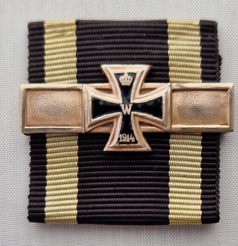 Rare 1914 bar to the 1870 Iron Cross Second Class by Joh.Wagner & Sohn 800 marked.