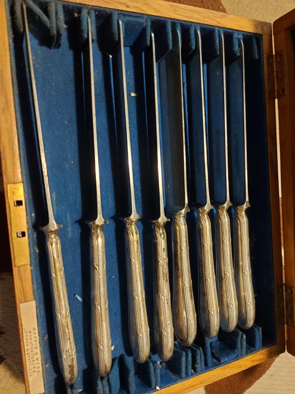 Dinner Knives engraved HJ on handles